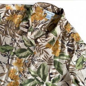 Cynthia Taylor 100% Silk Hawaiian Button Shirt Blouse Size Large Beach Resort